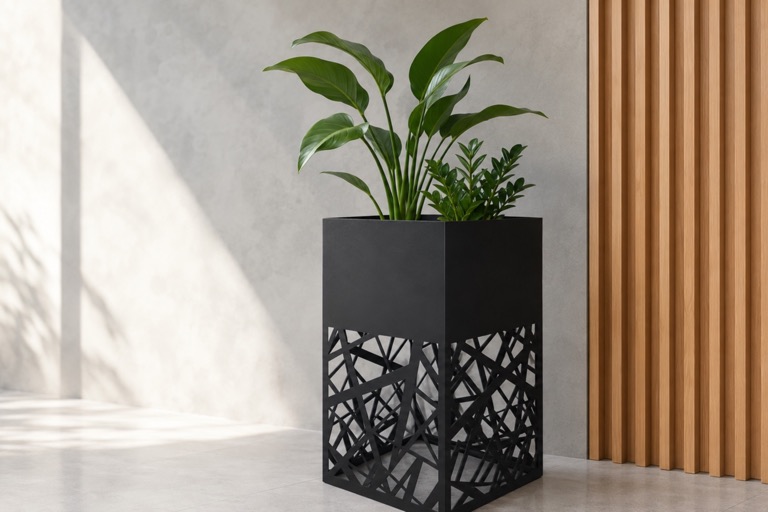 Macetero decorativo fabricado mediante corte láser