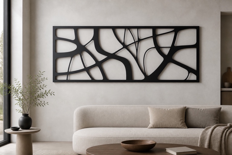 Panel decorativo metálico personalizado con diseño de corte láser